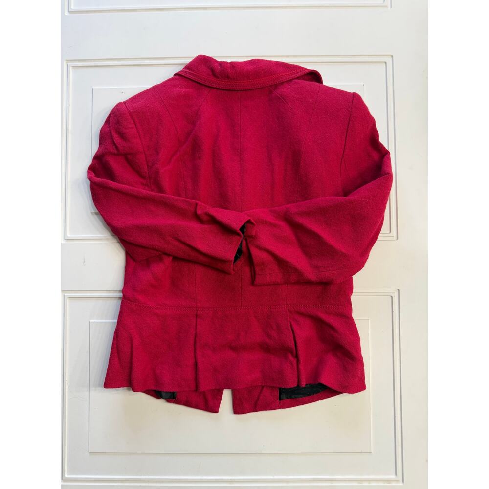 White House Black Market WHBM Womens Sz 6 Red Wool Blend Waist Blazer - Picture 8 of 8